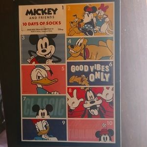 Women's Disney Mickey and Friends 10 Days of Socks Box Set 10-Pack Shoe Sz 4-10